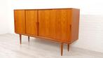 Vintage kast | Deens Highboard | Schuifdeuren | Gunni Oman |, Verzenden, 100 tot 150 cm, 150 tot 200 cm, Teakhout