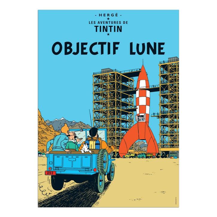 Kuifje Raket naar de Maan Poster 50 x 70 cm, Verzamelen, Stripfiguren, Nieuw, Ophalen of Verzenden