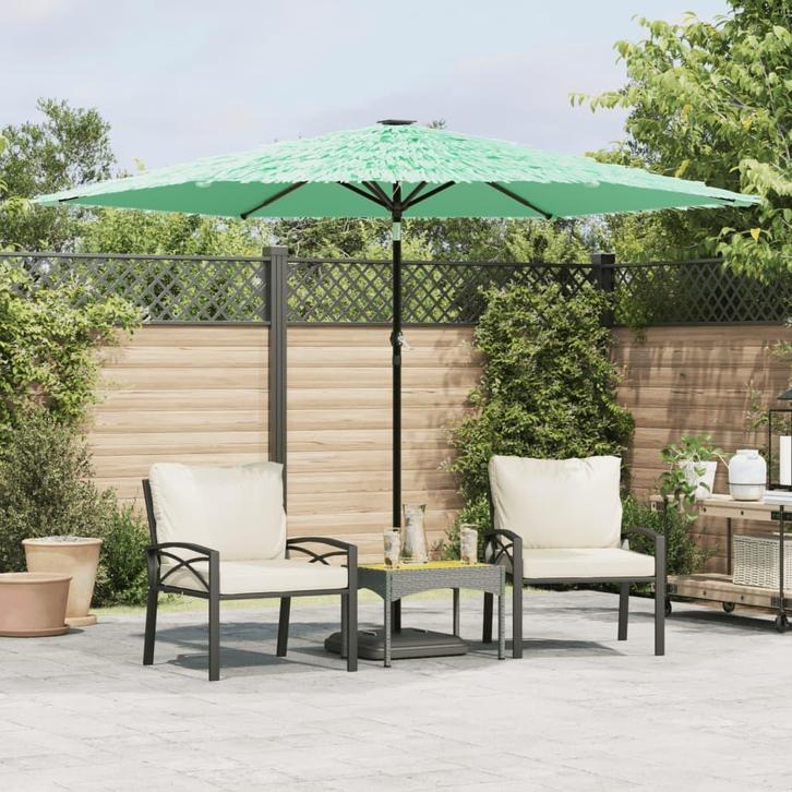 vidaXL Parasol met stalen paal 288x288x225 cm groen, Tuin en Terras, Parasols, Nieuw, 2 tot 3 meter, Verzenden
