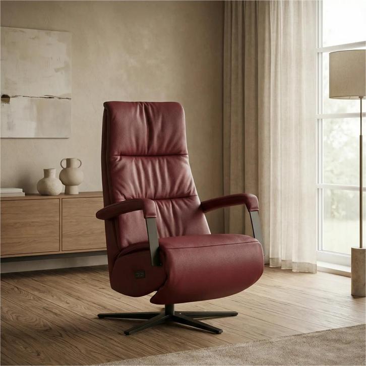 Leren elektrisch relaxfauteuil Core - Massif Rubino, Huis en Inrichting, Fauteuils, 50 tot 75 cm, 75 tot 100 cm, Nieuw, Leer, Ophalen of Verzenden