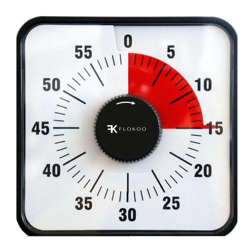 Leerklok 19 x 19 cm - Timer Kind Zwart - Aftelklok, Kinderen en Baby's, Speelgoed | Educatief en Creatief, Nieuw, Verzenden