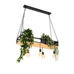 Industriële hanglamp zwart met hout 5-lichts - Shelf, Nieuw, Overige materialen, Industrieel, 75 cm of meer