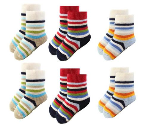 6 paar Jongens Babysokken - Anti-slip - Gestreept, Kinderen en Baby's, Kinderkleding | Schoenen en Sokken, Verzenden