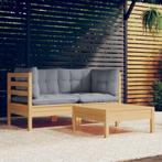 vidaXL 3-delige Loungeset met grijze kussens grenenhout, Verzenden, Nieuw, Loungeset
