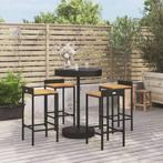 vidaXL 5-delige Tuinbarset poly rattan en massief acaciahout, Tuin en Terras, Verzenden, Nieuw, Rotan, 4 zitplaatsen