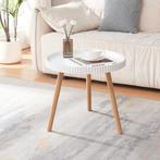 Bijzettafel Bongard rond 45xØ50 cm wit en naturel [en.casa], Huis en Inrichting, Tafels | Bijzettafels, Verzenden, Nieuw