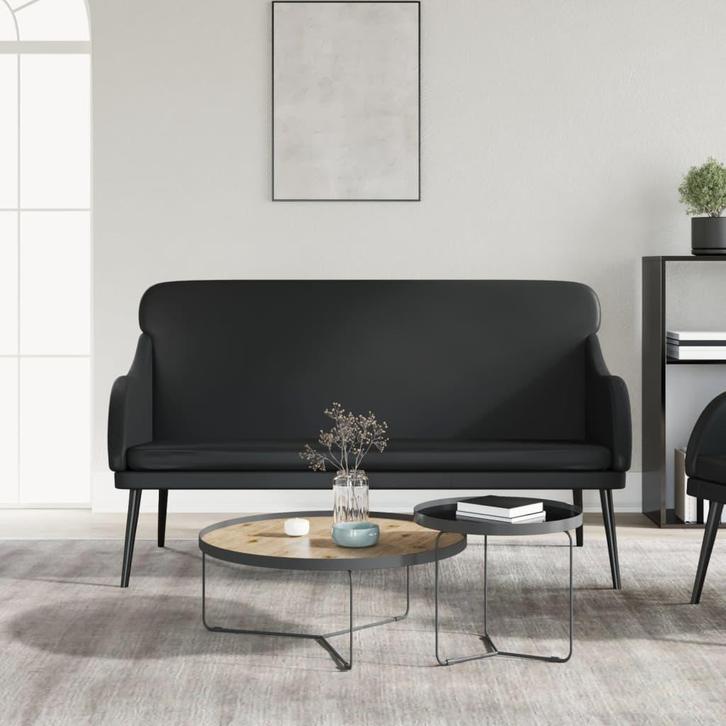 vidaXL Bankje 110x76x80 cm kunstleer zwart, Huis en Inrichting, Banken | Bankstellen, Nieuw, Minder dan 150 cm, Leer, Verzenden