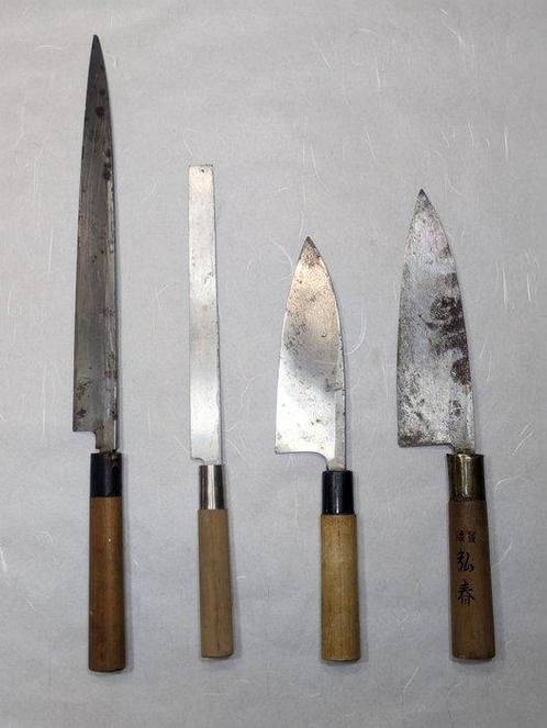 Keukenmes - Kitchen knife set - Hout, IJzer, Staal - Japan -, Antiek en Kunst, Antiek | Keukenbenodigdheden