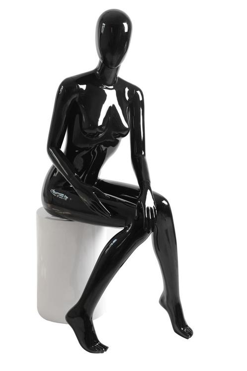 Faceless etalagepop dame zittend glossy zwart LGZ7-GB, Zakelijke goederen, Kantoor en Winkelinrichting | Winkel en Inventaris