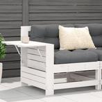 Tuinbank met armleuning en klaptafel massief grenenhout wit, Tuin en Terras, Tuinsets en Loungesets, Verzenden, Nieuw
