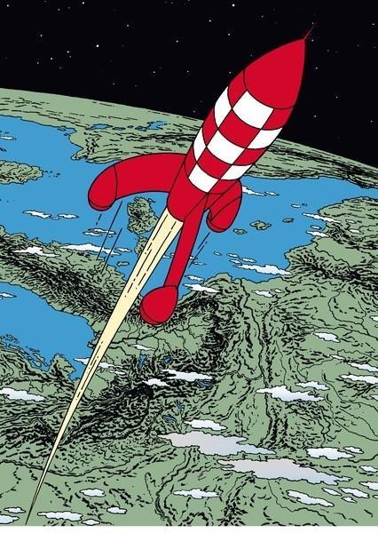 Kuifje Plastieken Map A4 Raket naar de Maan 2, Verzamelen, Stripfiguren, Nieuw, Ophalen of Verzenden