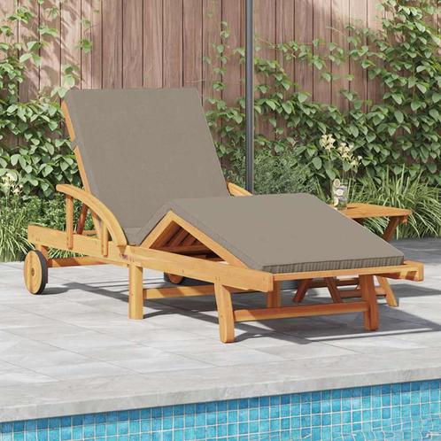 vidaXL Ligstoel met kussen Taupe 200 x 67 x 84cm Massief, Tuin en Terras, Ligbedden, Nieuw, Verzenden