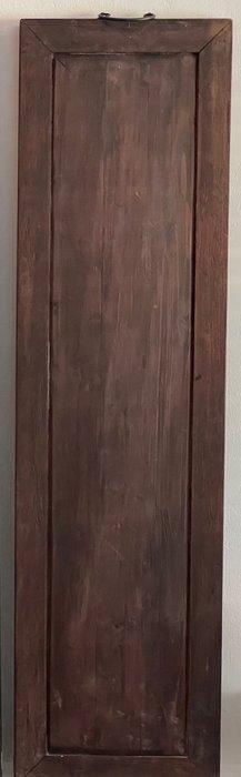 XL Wandpaneel - Wandbord - hardhout & porselein - Hout,, Antiek en Kunst, Antiek | Overige Antiek