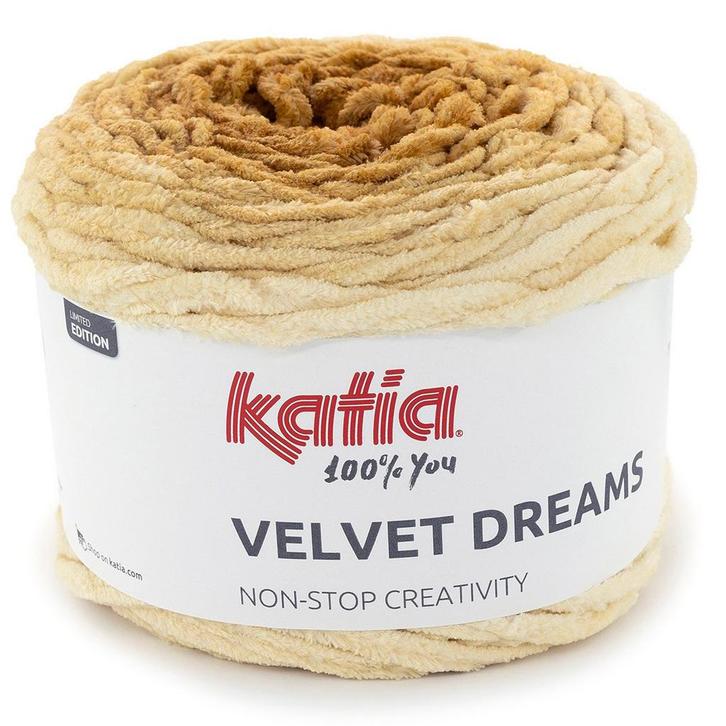 Katia Velvet Dreams - 105 Mosterd - Chenille Garencake met, Hobby en Vrije tijd, Breien en Haken, Ophalen of Verzenden
