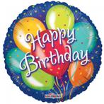 Helium Ballon Happy Birthday Ballonnentros Blauw 45cm leeg