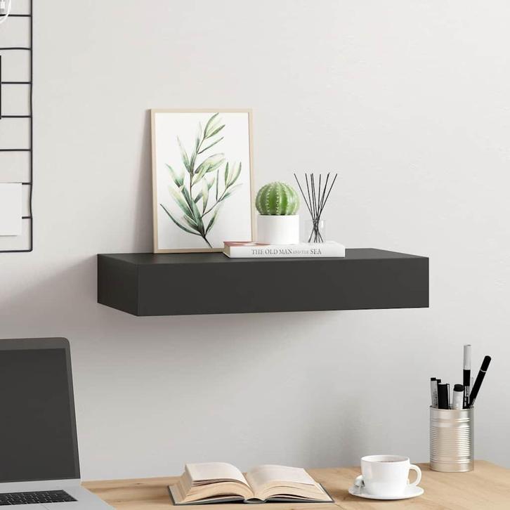 vidaXL Wandschap met lade zwevend 48x25x8 cm zwart, Huis en Inrichting, Woonaccessoires | Wandplanken en Boekenplanken, Nieuw