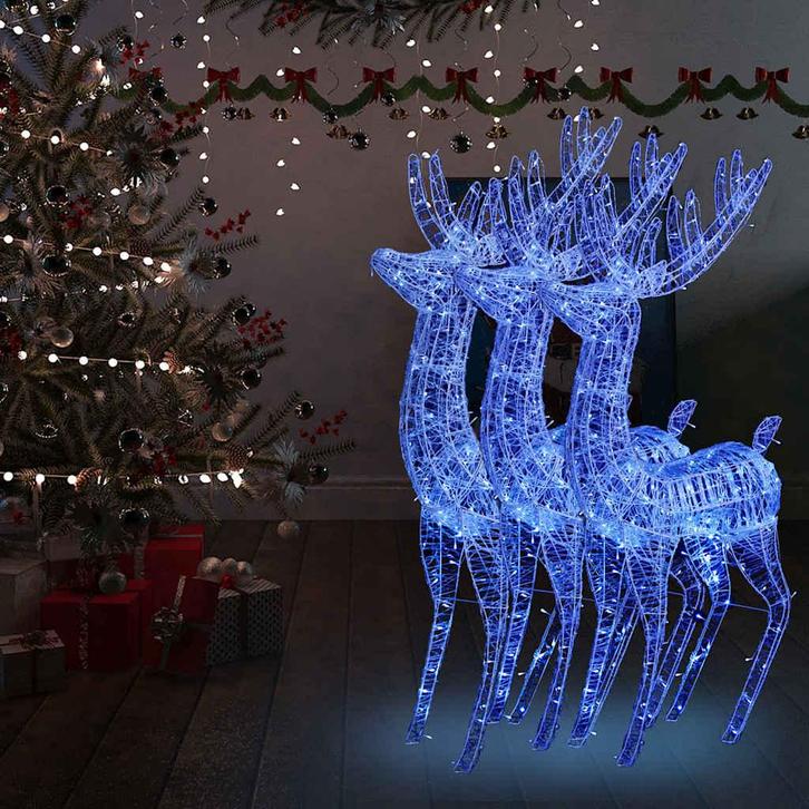 vidaXL Kerstdecoratie rendier XXL 3 st 250 LEDs blauw 180, Diversen, Kerst, Nieuw, Verzenden