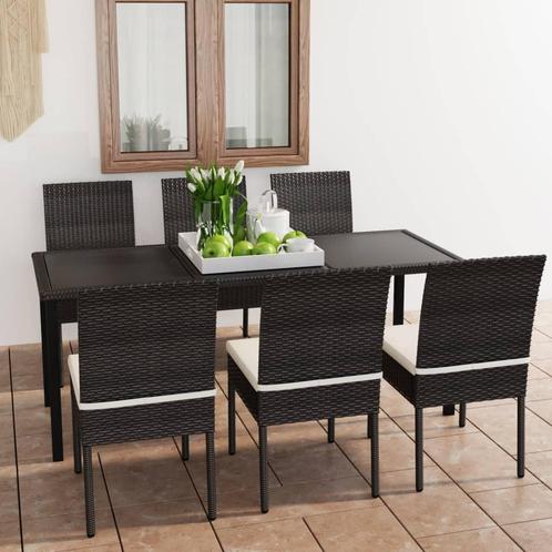 vidaXL 7-delige Tuinset poly rattan zwart, Tuin en Terras, Tuinsets en Loungesets, Tuinset, Nieuw, 6 zitplaatsen, Rotan, Verzenden