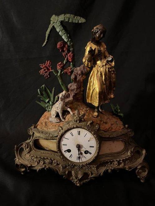 Tafel/bureauklokken - Marmer, Zinklegering - 1850-1900, Antiek en Kunst, Antiek | Klokken