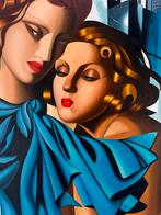 Sisters in Blue – naar Tamara de Lempicka, Ophalen of Verzenden, Nieuw, Schilderij, 75 cm of meer