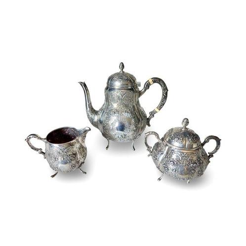 Duits Fabrikaat - Theeservies (3) - .800 zilver, Antiek en Kunst, Antiek | Goud en Zilver