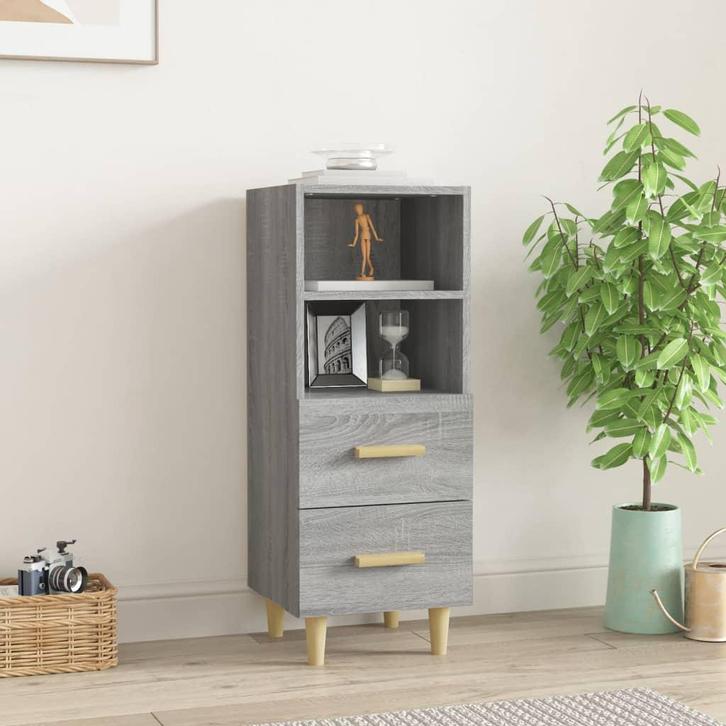 vidaXL Dressoir 34,5x34x90 cm bewerkt hout grijs sonoma, Huis en Inrichting, Kasten | Dressoirs, 25 tot 50 cm, Nieuw, Minder dan 50 cm