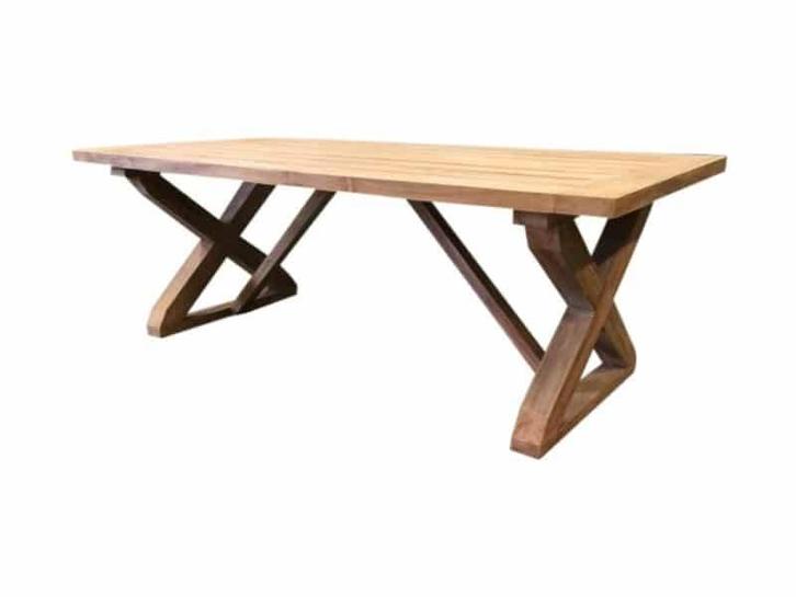 Minerva dining tuintafel 260x100xH77 cm teak geschoord, Tuin en Terras, Tuintafels, Nieuw, Teakhout, Ophalen of Verzenden