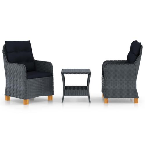 vidaXL 3-delige Loungeset met kussens poly rattan, Tuin en Terras, Tuinsets en Loungesets, Loungeset, Nieuw, 3 zitplaatsen, Rotan
