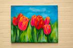 Fleurige Tulpen in de Lentezon – Schilderij op Canvas, Ophalen of Verzenden