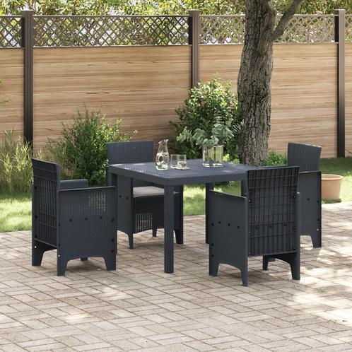 vidaXL Tuin Eetset 5 pcs Antraciet Kunststof, Tuin en Terras, Tuinsets en Loungesets, Nieuw, Rotan, Verzenden
