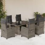 vidaXL 7-delige Tuinset met kussens poly rattan grijs, Tuin en Terras, 6 zitplaatsen, Nieuw, Tuinset, Verzenden