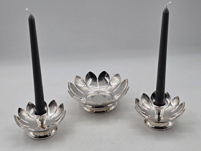 Reed Barton - Kandelaar Bowl and two candleholders with, Antiek en Kunst, Curiosa en Brocante