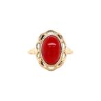 Gouden vintage ring met bloedkoraal 14 kt, Ophalen of Verzenden, Nieuw