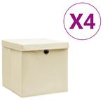 vidaXL Opbergboxen met deksel 4 st 28x28x28 cm crèmekleurig, Huis en Inrichting, Verzenden, Nieuw