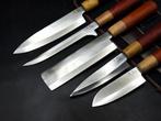 Keukenmes - Kitchen knife set - Leren tas inbegrepen - Hout,, Antiek en Kunst