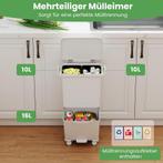 COSTWAY Vuilnisemmer met 3 vakken, 36 liter, afvalemmer voor, Verzenden, Zo goed als nieuw