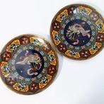 Zeldzaam paar cloisonné schalen (shippo-yaki) met phoenix