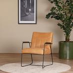 Cognac leren industriële fauteuil - Vintage Leer Cognac, Nieuw, Ophalen of Verzenden, Modern, 50 tot 75 cm
