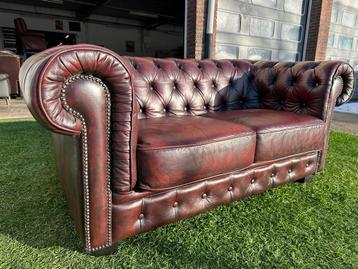 Bank CHESTERFIELD 2 zit oxblood rood leren design sofa