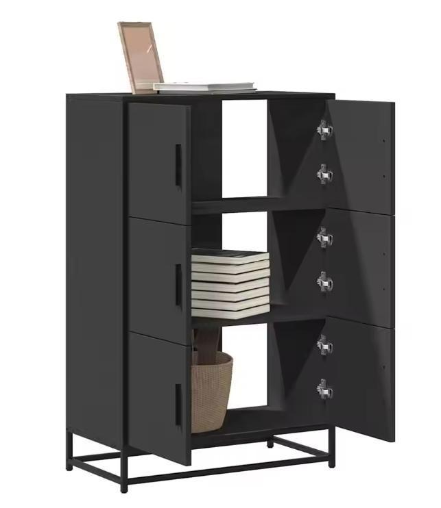 Elegant hoog highboard zwart – opbergkast houtcomposiet met, Huis en Inrichting, Kasten | Overige, Nieuw, Verzenden