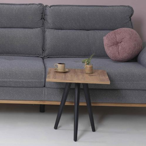 [en.casa] Salontafel Ballerup 50x45x45cm zwart en walnootkle, Huis en Inrichting, Tafels | Bijzettafels, Nieuw, Verzenden