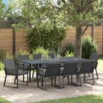 vidaXL Tuin Eetset 9 pcs Zwart Large Metaal, Tuin en Terras, Verzenden, Nieuw, Rotan
