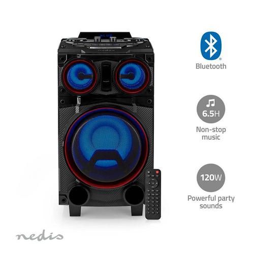 Bluetooth Party box 120W | Trolley speaker | tot 6,5 uur, Audio, Tv en Foto, Luidsprekers, Nieuw, Verzenden