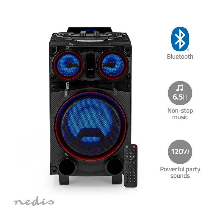 Bluetooth Party box 120W | Trolley speaker | tot 6,5 uur, Audio, Tv en Foto, Luidsprekers, Nieuw, Verzenden