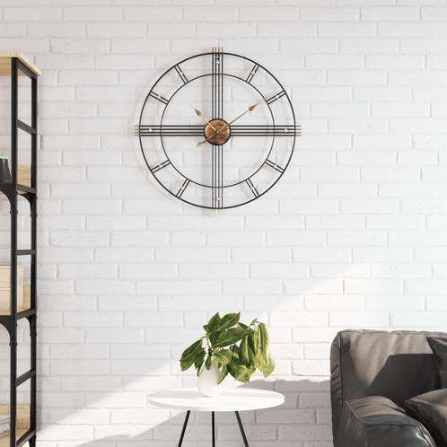 vidaXL Wandklok Ø60 cm ijzer zwart, Huis en Inrichting, Woonaccessoires | Klokken, Nieuw, Verzenden