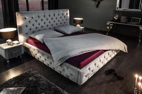 Design tweepersoonsbed PARIS 180x200cm grijs fluweel, Huis en Inrichting, Slaapkamer | Bedden, Ophalen of Verzenden