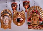5 maskers - Bali - Indonesië  (Zonder Minimumprijs), Antiek en Kunst, Kunst | Niet-Westerse kunst