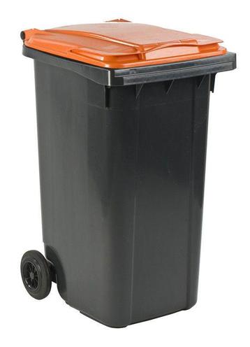 Afvalcontainer 240 liter grijs met oranje deksel