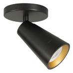 Opbouwspot Petunia | Zwart Goud Metaal | Rond | GU10, Ophalen of Verzenden, Nieuw, Plafondspot of Wandspot, Led