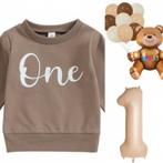 Cakesmash set met sweater bruin met cijfer-, beer- en andere, Kinderen en Baby's, Babykleding | Maat 80, Nieuw, Sweet-one, Jongetje